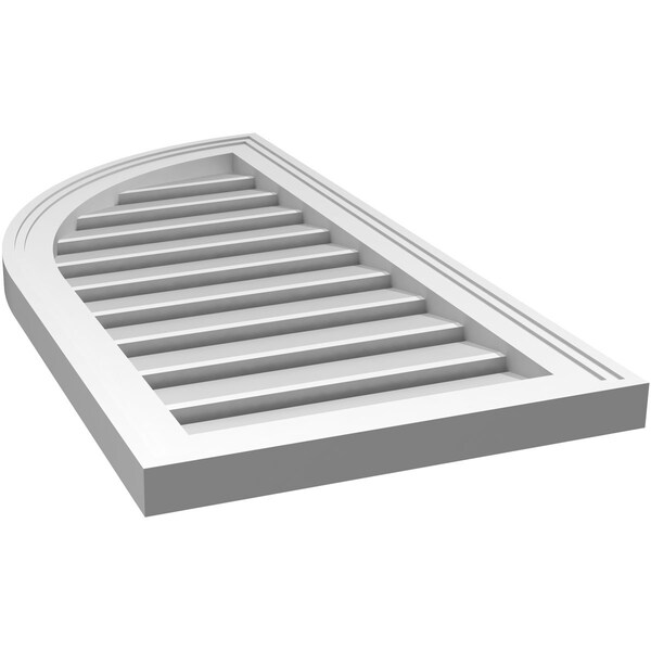 Ekena Millwork Quarter Round Top Left Surface Mount PVC Gable Vent w/ 2"W x 1-1/2"P Brickmould Frame, 16"W x 32"H - GVPQL16X3202SF