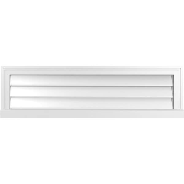 Ekena Millwork Vertical Surface Mount PVC Gable Vent w/ 2"W x 2"H , Brickmould Sill Frame, 42"W x 12"H - GVPVE42X1203SN