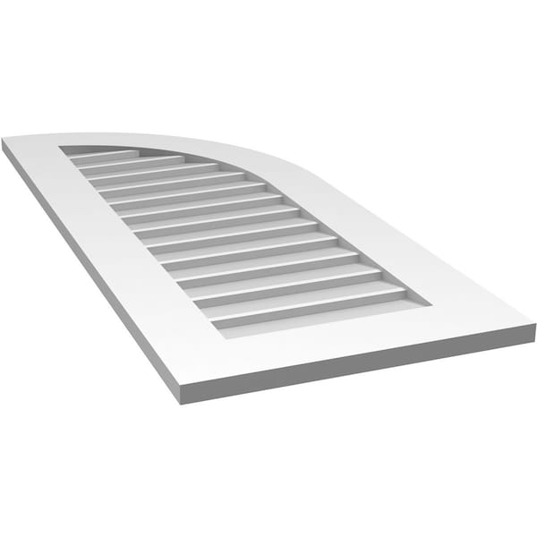 Ekena Millwork Quarter Round Top Right Surface Mount PVC Gable Vent w/ 3-1/2"W x 1"P Standard Frame, 18"W x 42"H - GVPQR18X4201SN