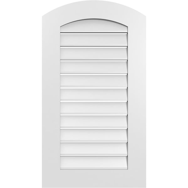 Ekena Millwork Arch Top Surface Mount PVC Gable Vent: Non-Functional, w/ 3-1/2"W x 1"P Standard Frame, 20"W x 34"H - GVPAR20X3401SN