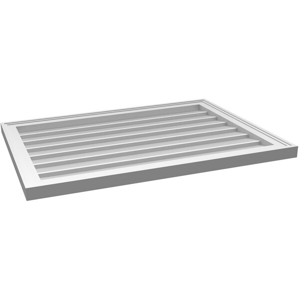 Ekena Millwork Vertical Surface Mount PVC Gable Vnt: Non-Functional, w/2"W x 1-1/2"H, Brickmould Frame, 34"W x 24"H - GVPVE34X2402SN