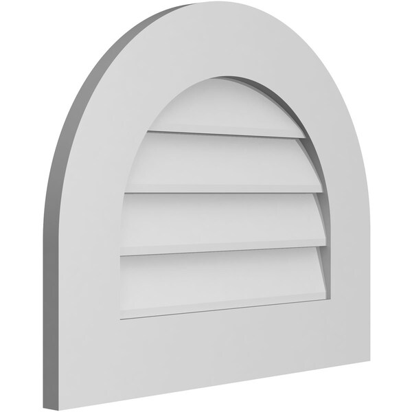 Ekena Millwork Round Top Surface Mount PVC Gable Vent: Non-Functional, w/ 3-1/2"W x 1"P Standard Frame, 22"W x 18"H - GVPRT22X1801SN