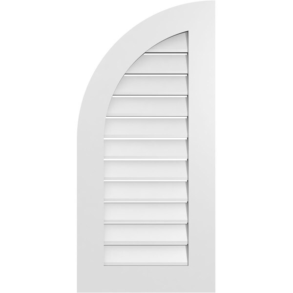 Ekena Millwork Quarter Round Top Left Surface Mount PVC Gable Vent w/ 3-1/2"W x 1"P Standard Frame, 18"W x 38"H - GVPQL18X3801SF