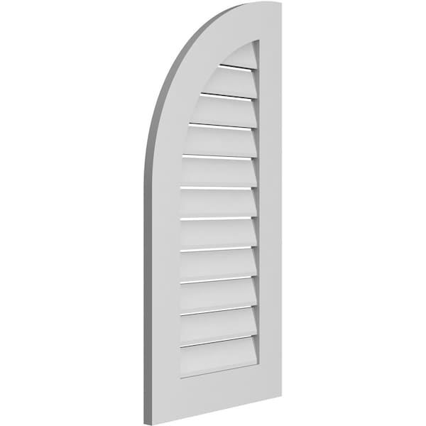 Ekena Millwork Quarter Round Top Left Surface Mount PVC Gable Vent w/ 3-1/2"W x 1"P Standard Frame, 18"W x 38"H - GVPQL18X3801SF