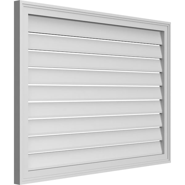 Ekena Millwork Vertical Surface Mount PVC Gable Vent: Functional, w/ 2"W x 1-1/2"P Brickmould Frame, 42"W x 30"H - GVPVE42X3002SF
