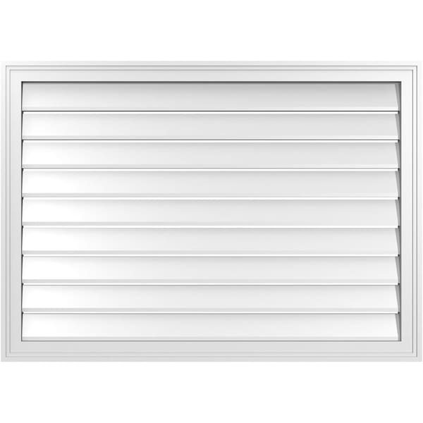 Ekena Millwork Vertical Surface Mount PVC Gable Vent: Functional, w/ 2"W x 1-1/2"P Brickmould Frame, 42"W x 30"H - GVPVE42X3002SF