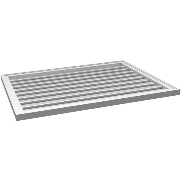 Ekena Millwork Vertical Surface Mount PVC Gable Vent: Functional, w/ 2"W x 1-1/2"P Brickmould Frame, 42"W x 30"H - GVPVE42X3002SF
