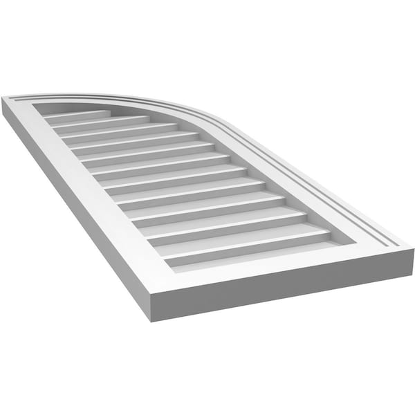 Ekena Millwork Quarter Round Top Right Surface Mount PVC Gable Vent w/ 2"W x 1-1/2"P Brickmould Frame, 14"W x 36"H - GVPQR14X3602SN