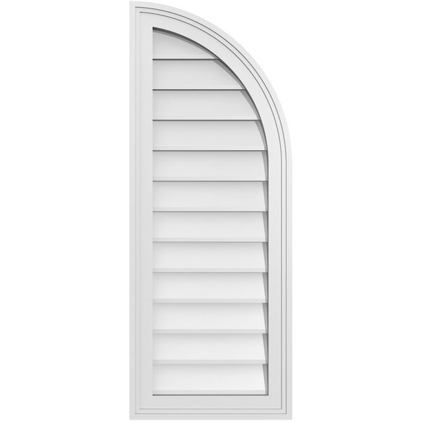 Ekena Millwork Quarter Round Top Right Surface Mount PVC Gable Vent w/ 2"W x 1-1/2"P Brickmould Frame, 14"W x 36"H - GVPQR14X3602SN