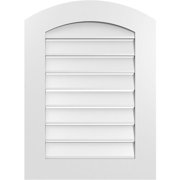 Ekena Millwork Arch Top Surface Mount PVC Gable Vent: Non-Functional, w/ 3-1/2"W x 1"P Standard Frame, 22"W x 28"H - GVPAR22X2801SN
