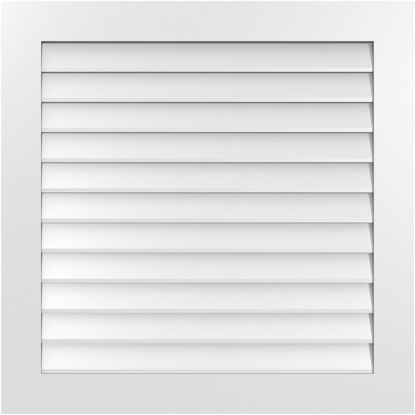 Ekena Millwork Vertical Surface Mount PVC Gable Vent: Non-Functional, w/3-1/2"W x 1"H, Standard Frame, 36"W x 36"H - GVPVE36X3601SN