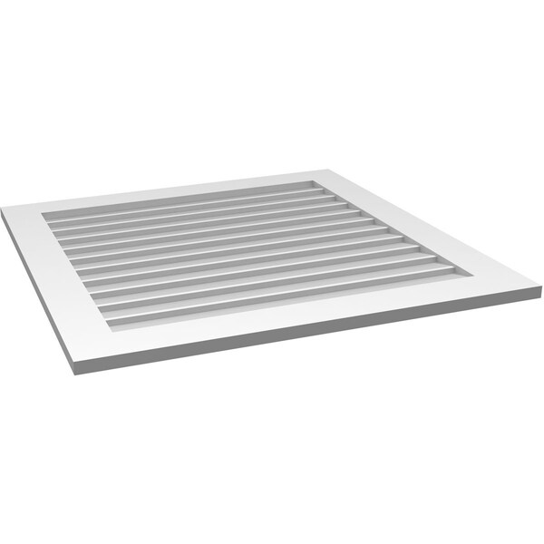 Ekena Millwork Vertical Surface Mount PVC Gable Vent: Non-Functional, w/3-1/2"W x 1"H, Standard Frame, 36"W x 36"H - GVPVE36X3601SN