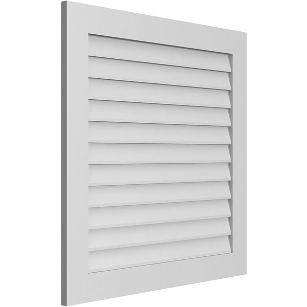 Ekena Millwork Vertical Surface Mount PVC Gable Vent: Non-Functional, w/3-1/2"W x 1"H, Standard Frame, 36"W x 36"H - GVPVE36X3601SN