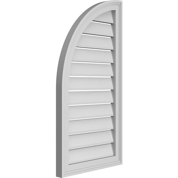 Ekena Millwork Quarter Round Top Left Surface Mount PVC Gable Vent w/ 2"W x 1-1/2"P Brickmould Frame, 18"W x 34"H - GVPQL18X3402SF