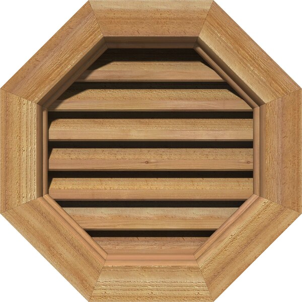Ekena Millwork Octagonal Gable Vent Functional, Western Red Cedar Gable Vent w/ Brick Mould Face Frame, 16"W x 16"H - GVWOC16X1600RFUWR