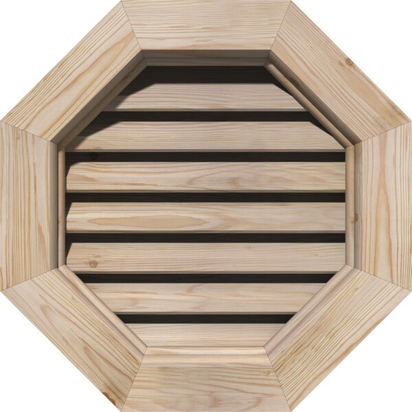 Ekena Millwork Octagonal Gable Vent Primed, Functional, Pine Gable Vent w/ Brick Mould Face Frame, 22"W x 22"H - GVWOC22X2200SFPPI