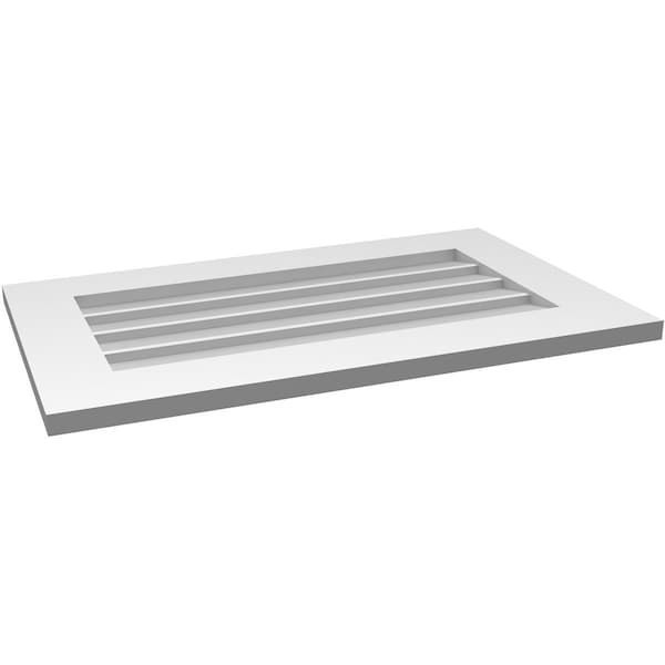 Ekena Millwork Vertical Surface Mount PVC Gable Vent: Non-Functional, w/ 3-1/2"W x 1"P Standard Frame, 30"W x 18"H - GVPVE30X1801SN