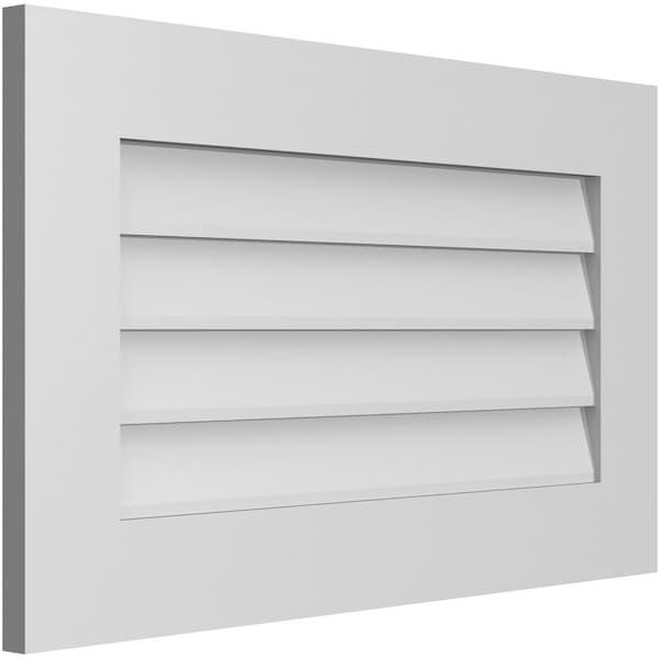 Ekena Millwork Vertical Surface Mount PVC Gable Vent: Non-Functional, w/ 3-1/2"W x 1"P Standard Frame, 30"W x 18"H - GVPVE30X1801SN