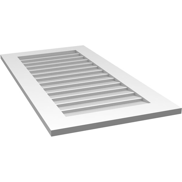 Ekena Millwork Vertical Surface Mount PVC Gable Vent: Non-Functional, w/ 3-1/2"W x 1"P Standard Frame, 22"W x 42"H - GVPVE22X4201SN