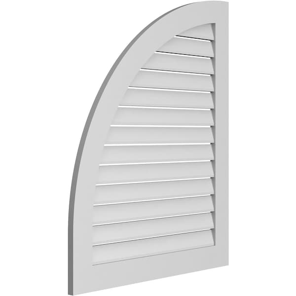 Ekena Millwork Quarter Round Top Left Surface Mount PVC Gable Vent w/ 3-1/2"W x 1"P Standard Frame, 34"W x 42"H - GVPQL34X4201SF