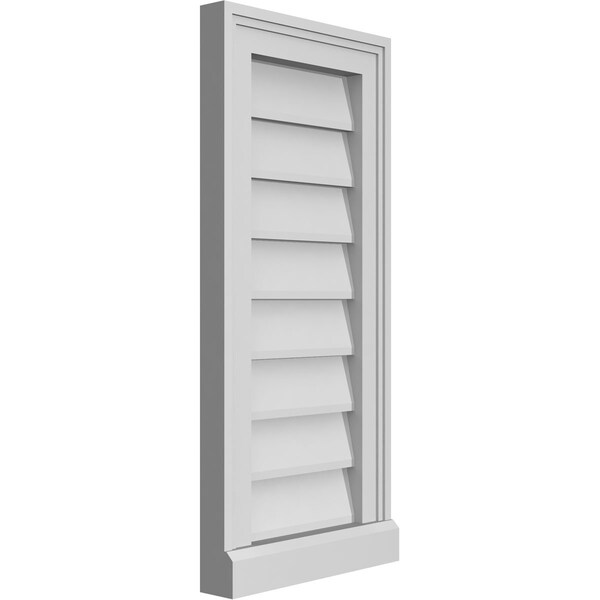 Ekena Millwork Vertical Surface Mount PVC Gable Vent w/ 2"W x 2"H , Brickmould Sill Frame, 12"W x 26"H - GVPVE12X2603SN