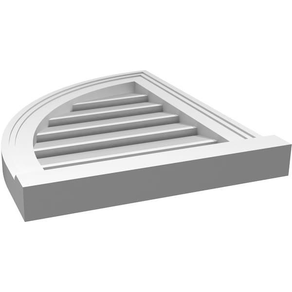 Ekena Millwork Quarter Round Top Left Surface Mount PVC Gable Vent w/ 2"W x 2"P Brickmould Sill Frame, 16"W x 20"H - GVPQL16X2003SF