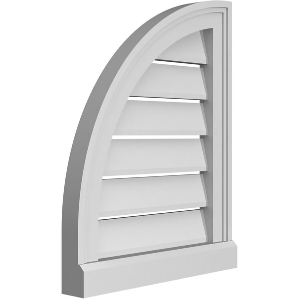 Ekena Millwork Quarter Round Top Left Surface Mount PVC Gable Vent w/ 2"W x 2"P Brickmould Sill Frame, 16"W x 20"H - GVPQL16X2003SF