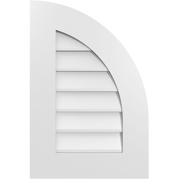 Ekena Millwork Quarter Round Top Right Surface Mount PVC Gable Vent w/ 3-1/2"W x 1"P Standard Frame, 16"W x 24"H - GVPQR16X2401SN