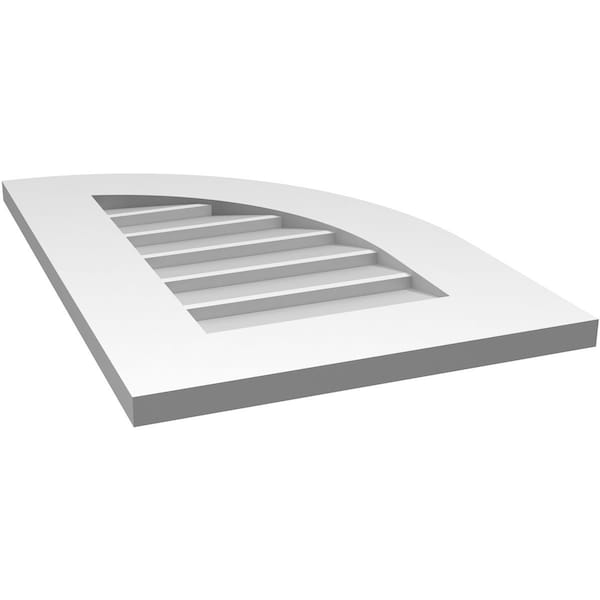 Ekena Millwork Quarter Round Top Right Surface Mount PVC Gable Vent w/ 3-1/2"W x 1"P Standard Frame, 16"W x 24"H - GVPQR16X2401SN