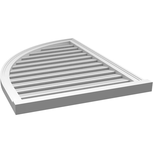 Ekena Millwork Quarter Round Top Left Surface Mount PVC Gable Vent w/ 2"W x 2"P Brickmould Sill Frame, 28"W x 38"H - GVPQL28X3803SF