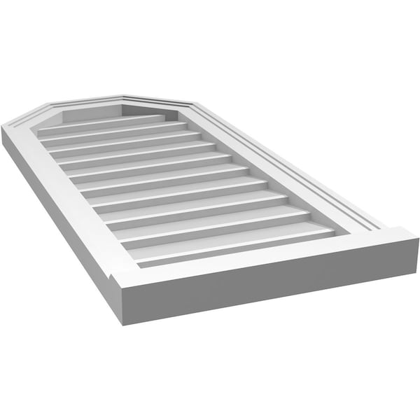 Ekena Millwork Octagonal Top Surface Mount PVC Gable Vent w/ 2"W x 2"P Brickmould Sill Frame, 16"W x 34"H - GVPOT16X3403SN