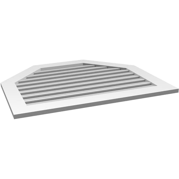 Ekena Millwork Octagonal Top Surface Mount PVC Gable Vent: Functional, w/ 3-1/2"W x 1"P Standard Frame, 40"W x 32"H - GVPOT40X3201SF