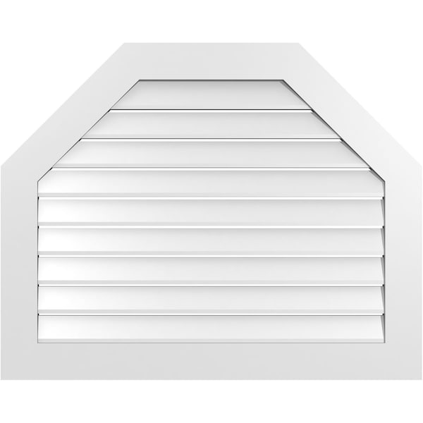 Ekena Millwork Octagonal Top Surface Mount PVC Gable Vent: Functional, w/ 3-1/2"W x 1"P Standard Frame, 40"W x 32"H - GVPOT40X3201SF