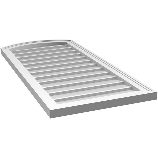 Ekena Millwork Arch Top Surface Mount PVC Gable Vent: Functional, w/ 2"W x 1-1/2"P Brickmould Frame, 20"W x 40"H - GVPAR20X4002SF