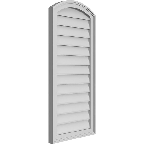 Ekena Millwork Arch Top Surface Mount PVC Gable Vent: Functional, w/ 2"W x 1-1/2"P Brickmould Frame, 20"W x 40"H - GVPAR20X4002SF