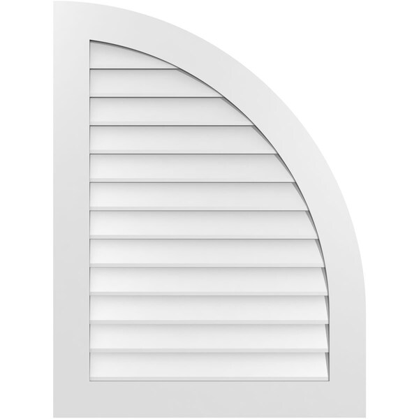 Ekena Millwork Quarter Round Top Right Surface Mount PVC Gable Vent w/ 3-1/2"W x 1"P Standard Frame, 30"W x 40"H - GVPQR30X4001SN