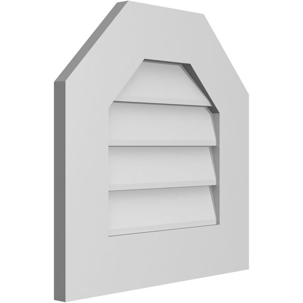 Ekena Millwork Octagonal Top Surface Mount PVC Gable Vent w/ 3-1/2"W x 1"P Standard Frame, 18"W x 18"H - GVPOT18X1801SN