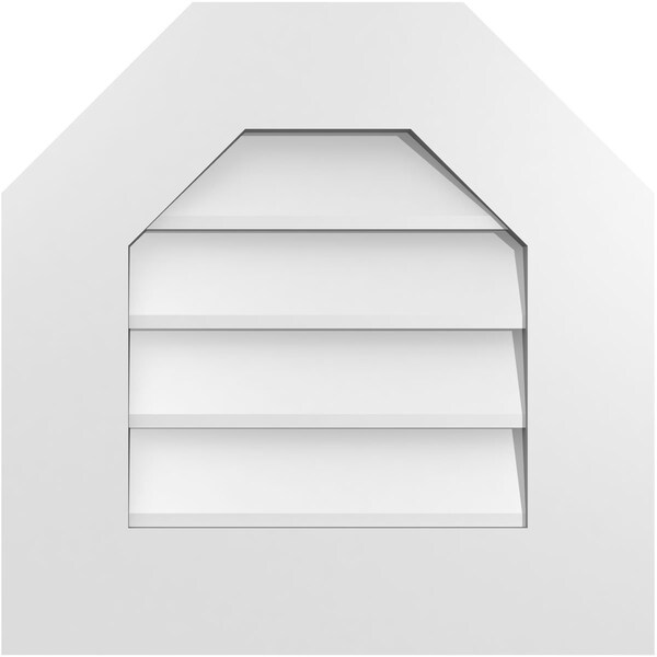 Ekena Millwork Octagonal Top Surface Mount PVC Gable Vent w/ 3-1/2"W x 1"P Standard Frame, 18"W x 18"H - GVPOT18X1801SN