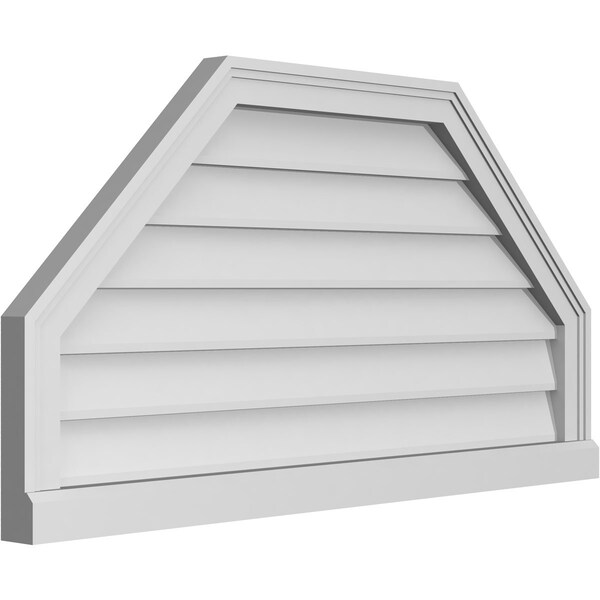 Ekena Millwork Octagonal Top Surface Mount PVC Gable Vent w/ 2"W x 2"P Brickmould Sill Frame, 38"W x 20"H - GVPOT38X2003SN