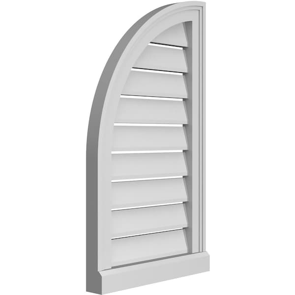 Ekena Millwork Quarter Round Top Left Surface Mount PVC Gable Vent w/ 2"W x 2"P Brickmould Sill Frame, 16"W x 28"H - GVPQL16X2803SF