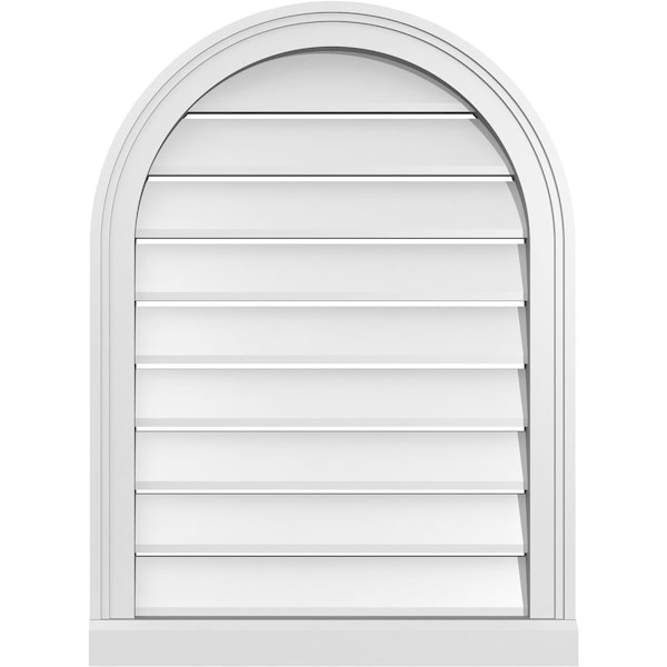 Ekena Millwork Round Top Surface Mount PVC Gable Vent: Functional, w/ 2"W x 2"P Brickmould Sill Frame, 22"W x 30"H - GVPRT22X3003SF
