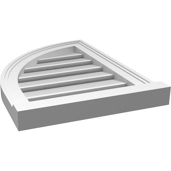 Ekena Millwork Quarter Round Top Left Surface Mount PVC Gable Vent w/ 2"W x 2"P Brickmould Sill Frame, 16"W x 22"H - GVPQL16X2203SF