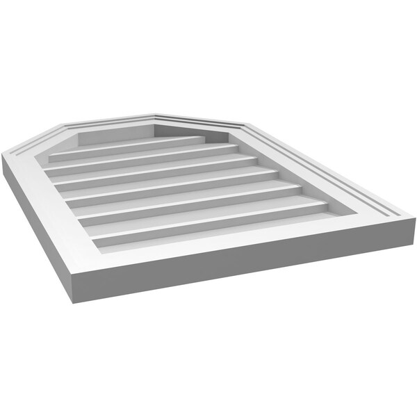Ekena Millwork Octagonal Top Surface Mount PVC Gable Vent w/ 2"W x 1-1/2"P Brickmould Frame, 18"W x 24"H - GVPOT18X2402SN