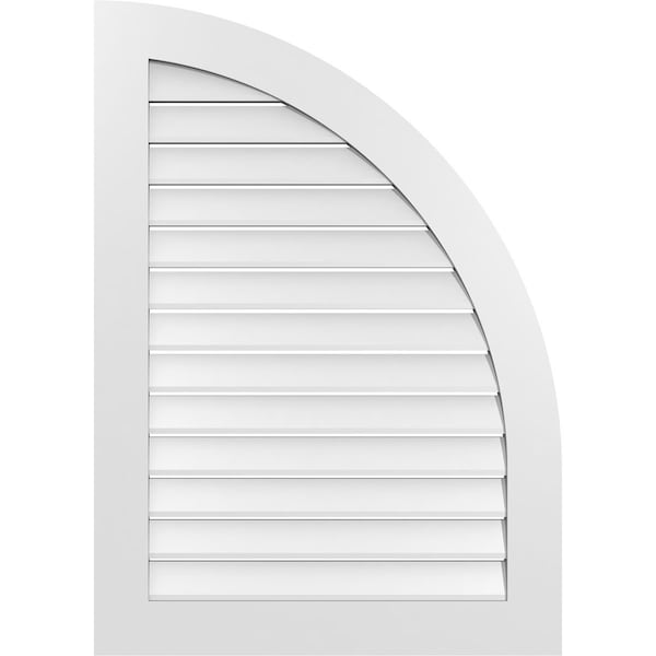 Ekena Millwork Quarter Round Top Right Surface Mount PVC Gable Vent w/ 3-1/2"W x 1"P Standard Frame, 30"W x 42"H - GVPQR30X4201SF