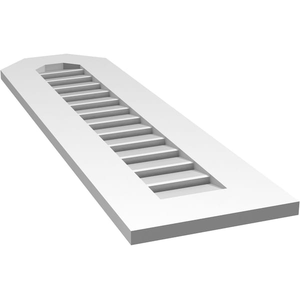 Ekena Millwork Octagonal Top Surface Mount PVC Gable Vent: Functional, w/ 3-1/2"W x 1"P Standard Frame, 12"W x 42"H - GVPOT12X4201SF