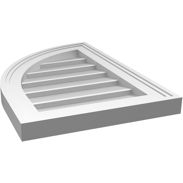 Ekena Millwork Quarter Round Top Left Surface Mount PVC Gable Vent w/ 2"W x 1-1/2"P Brickmould Frame, 14"W x 20"H - GVPQL14X2002SN
