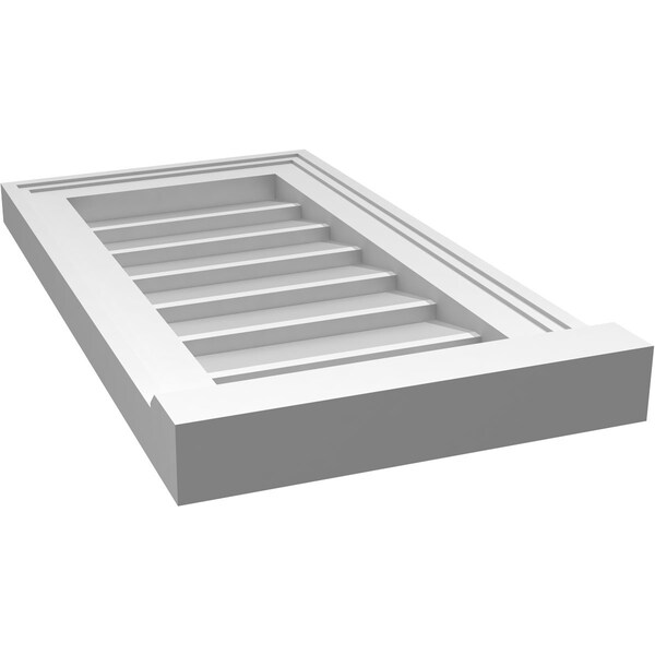 Ekena Millwork Vertical Surface Mount PVC Gable Vent w/ 2"W x 2"H , Brickmould Sill Frame, 12"W x 22"H - GVPVE12X2203SN