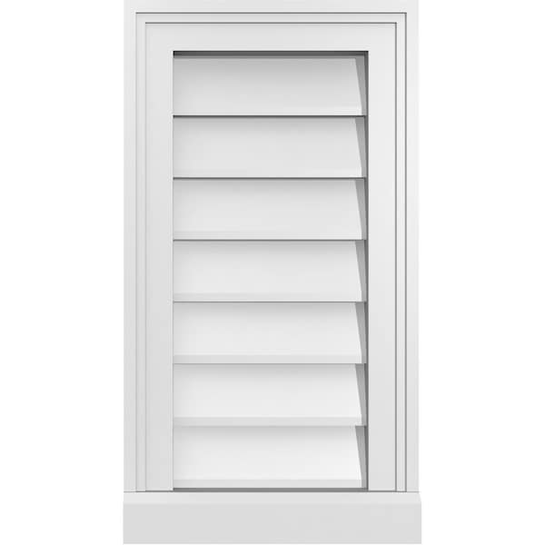 Ekena Millwork Vertical Surface Mount PVC Gable Vent w/ 2"W x 2"H , Brickmould Sill Frame, 12"W x 22"H - GVPVE12X2203SN