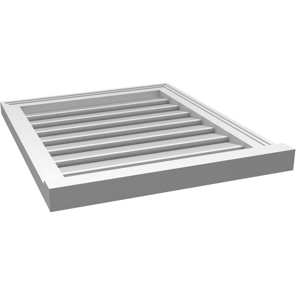 Ekena Millwork Vertical Surface Mount PVC Gable Vent: Functional, w/ 2"W x 2"P Brickmould Sill Frame, 22"W x 26"H - GVPVE22X2603SF