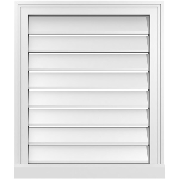 Ekena Millwork Vertical Surface Mount PVC Gable Vent: Functional, w/ 2"W x 2"P Brickmould Sill Frame, 22"W x 26"H - GVPVE22X2603SF